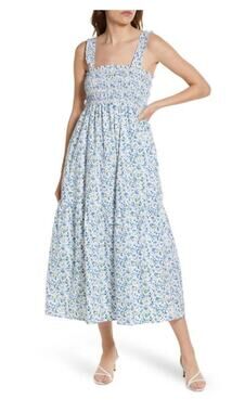 French Connection Sundress Women's Size 10 Multi Cotton Floral Smocked Party